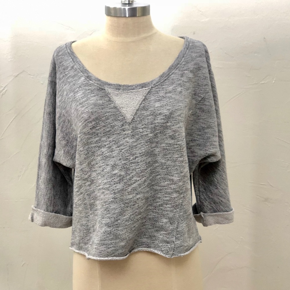 C&C Grey Marled Sweatshirt 3/4slv -S